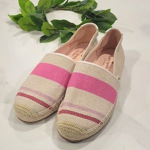 Kate Spade Gramercy Pink Striped Espadrille Slip On Canvas Shoes